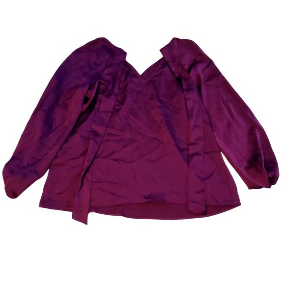 Purple Kasper V-Neck Long Sleeve Blouse Womens Size M V-neckline Long sleeves - Picture 1 of 11